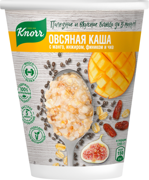 Каша овсяная KNORR с манго, инжиром, финиками и чиа